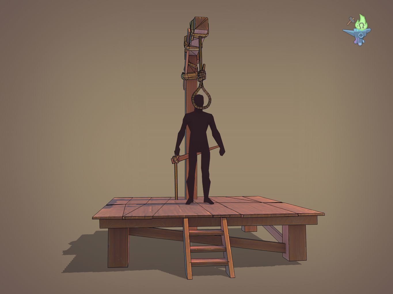 Gallows Low-poly 3D model_8