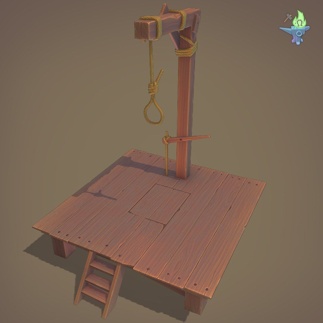 Gallows Low-poly 3D model_13
