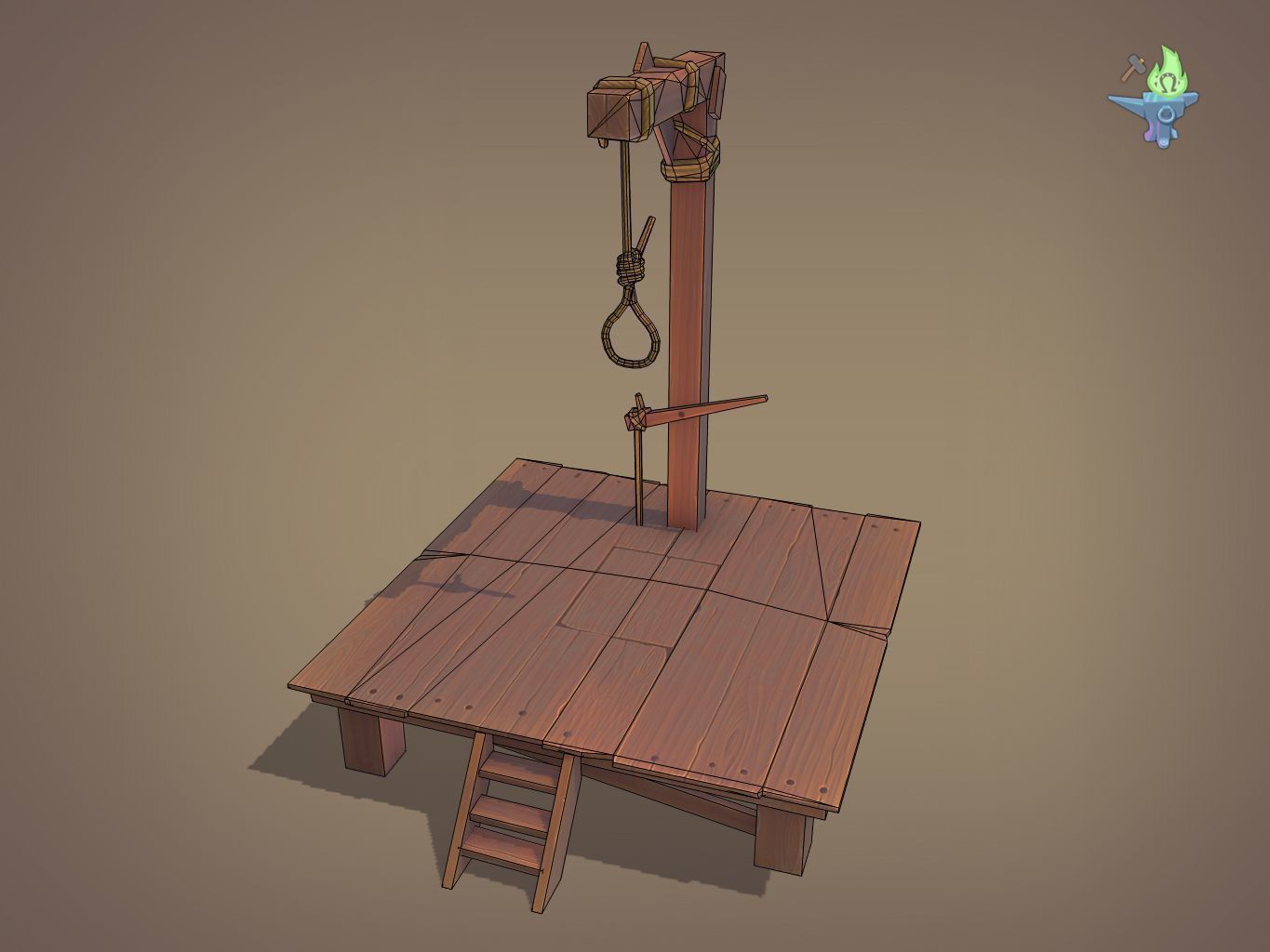 Gallows Low-poly 3D model_5
