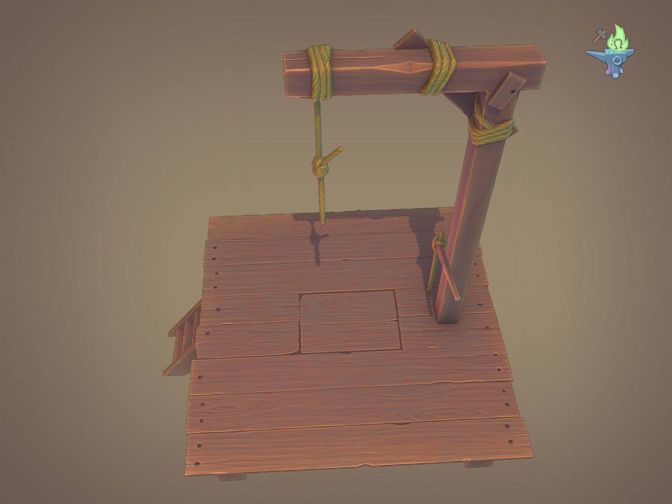 Gallows Low-poly 3D model_11