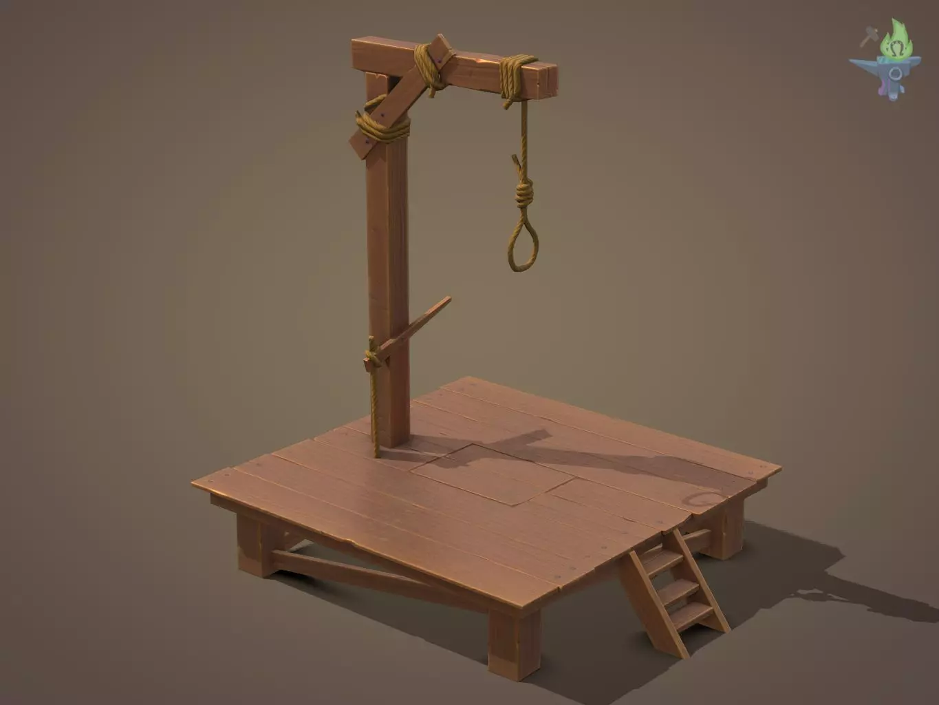 Gallows Low-poly 3D model_0