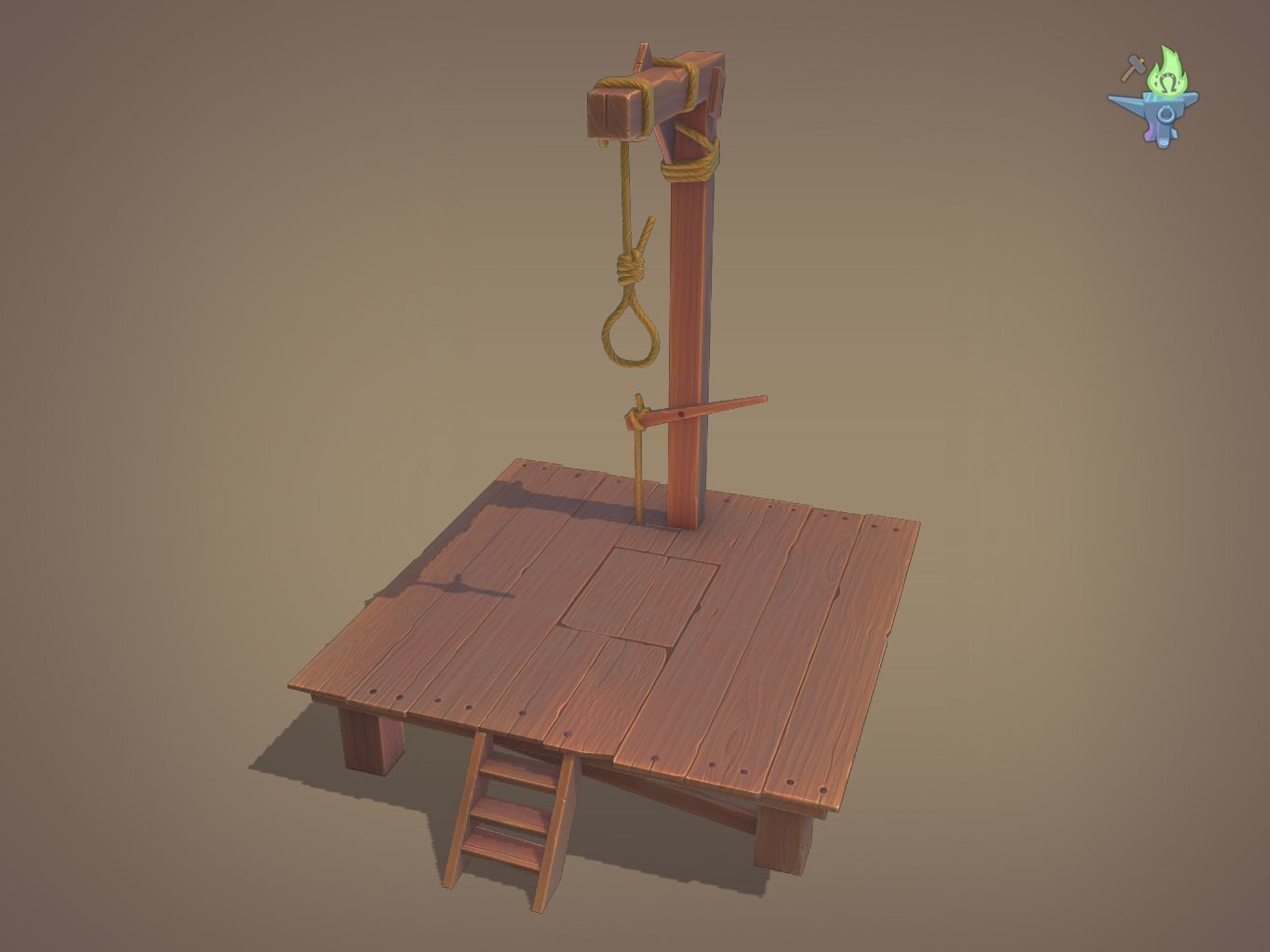 Gallows Low-poly 3D model_16