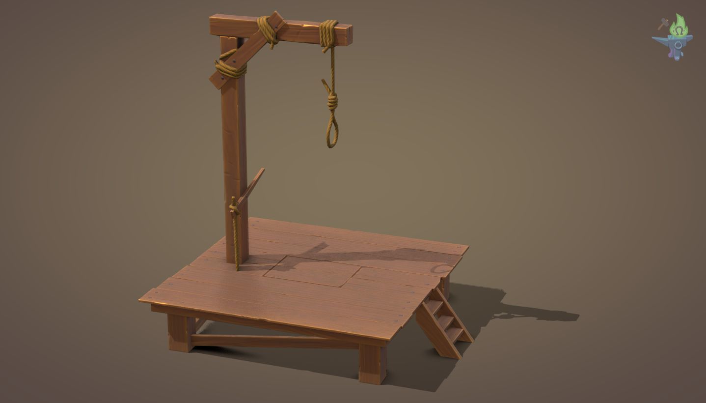 Gallows Low-poly 3D model_2