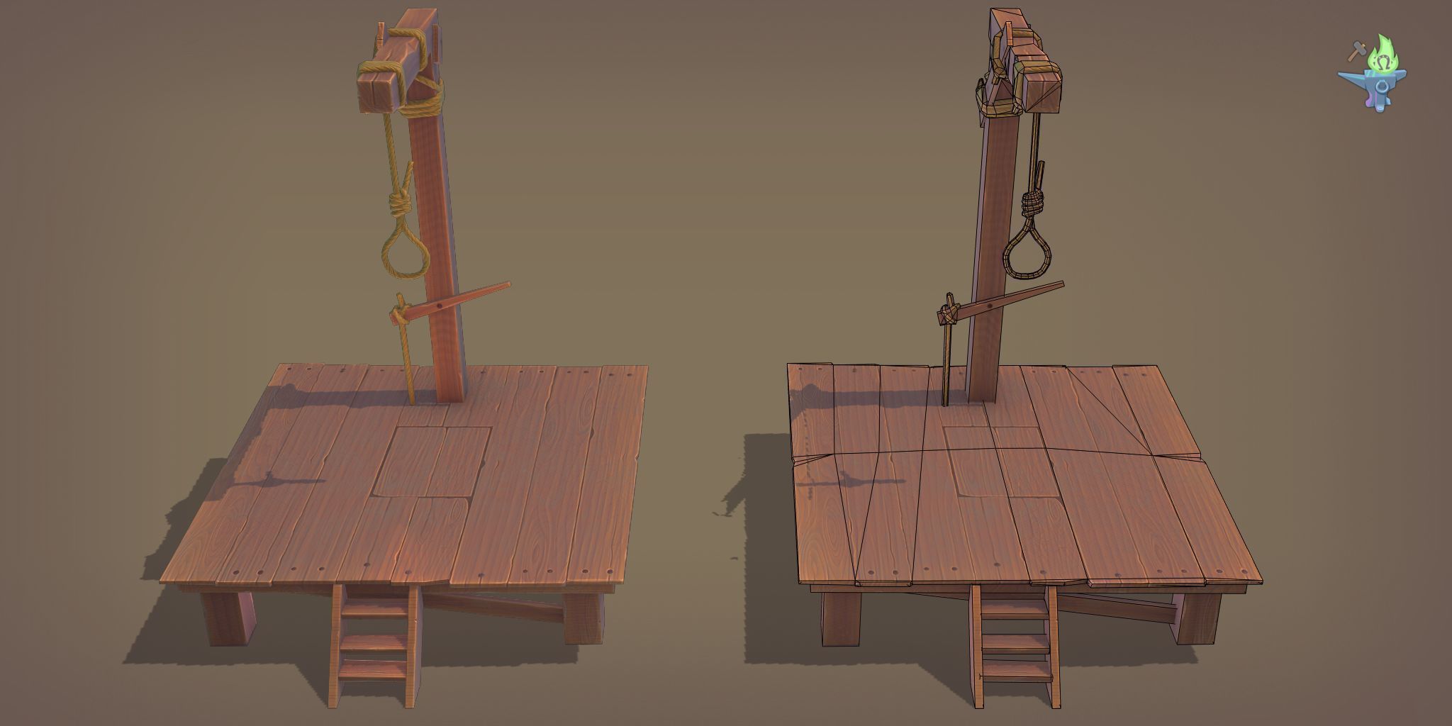 Gallows Low-poly 3D model_15