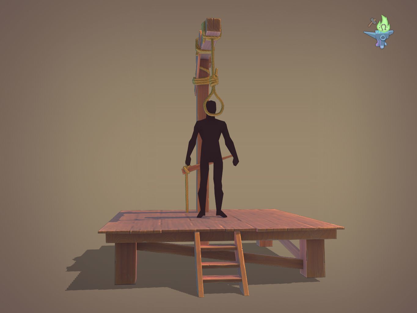 Gallows Low-poly 3D model_7