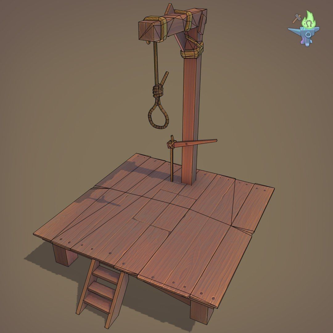 Gallows Low-poly 3D model_20