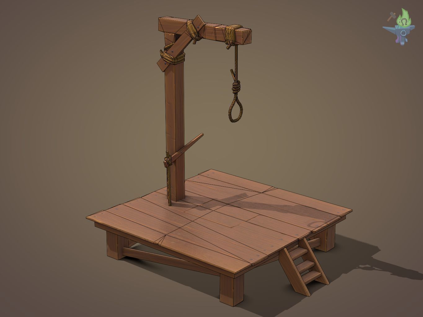 Gallows Low-poly 3D model_1