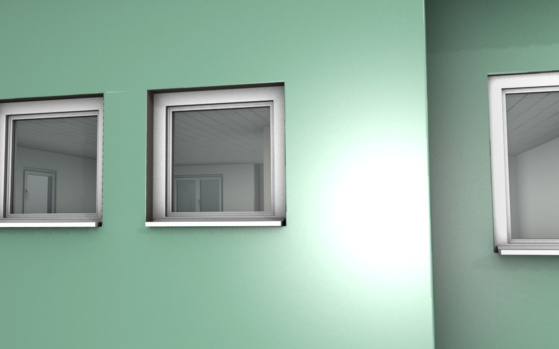 City House -17- Half-Double-House - Roof black- Wall green Low-poly 3D model_37