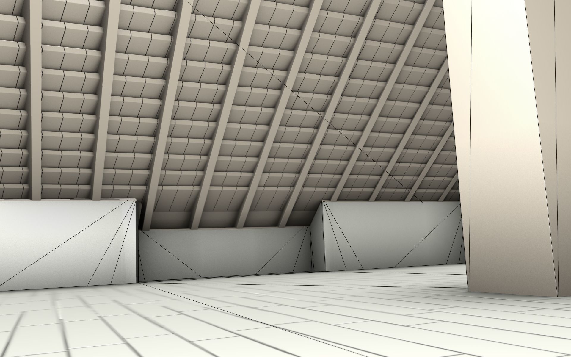 City House -17- Half-Double-House - Roof black- Wall green Low-poly 3D model_22