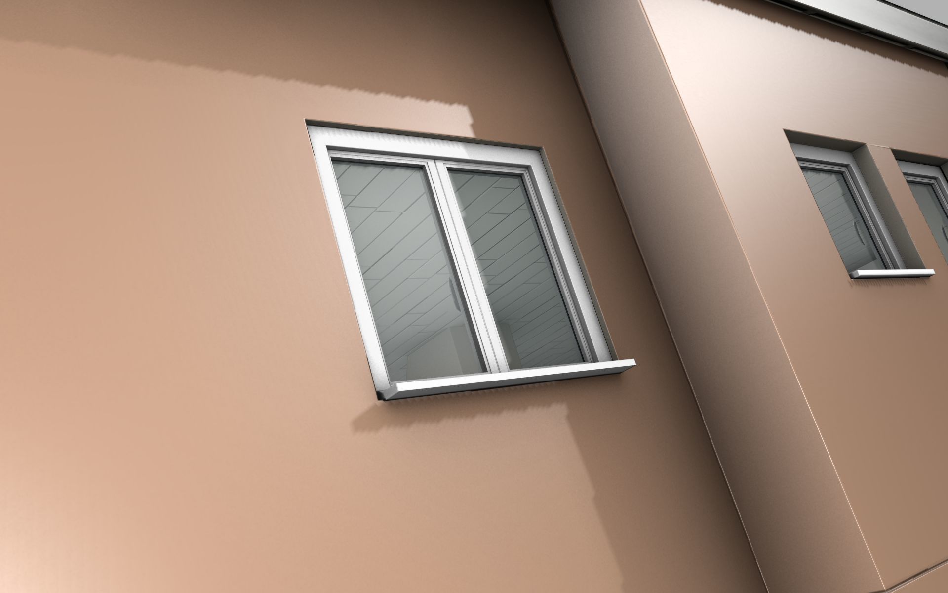 City House -16- Double-House - Roof black - Wall brown Low-poly 3D model_39