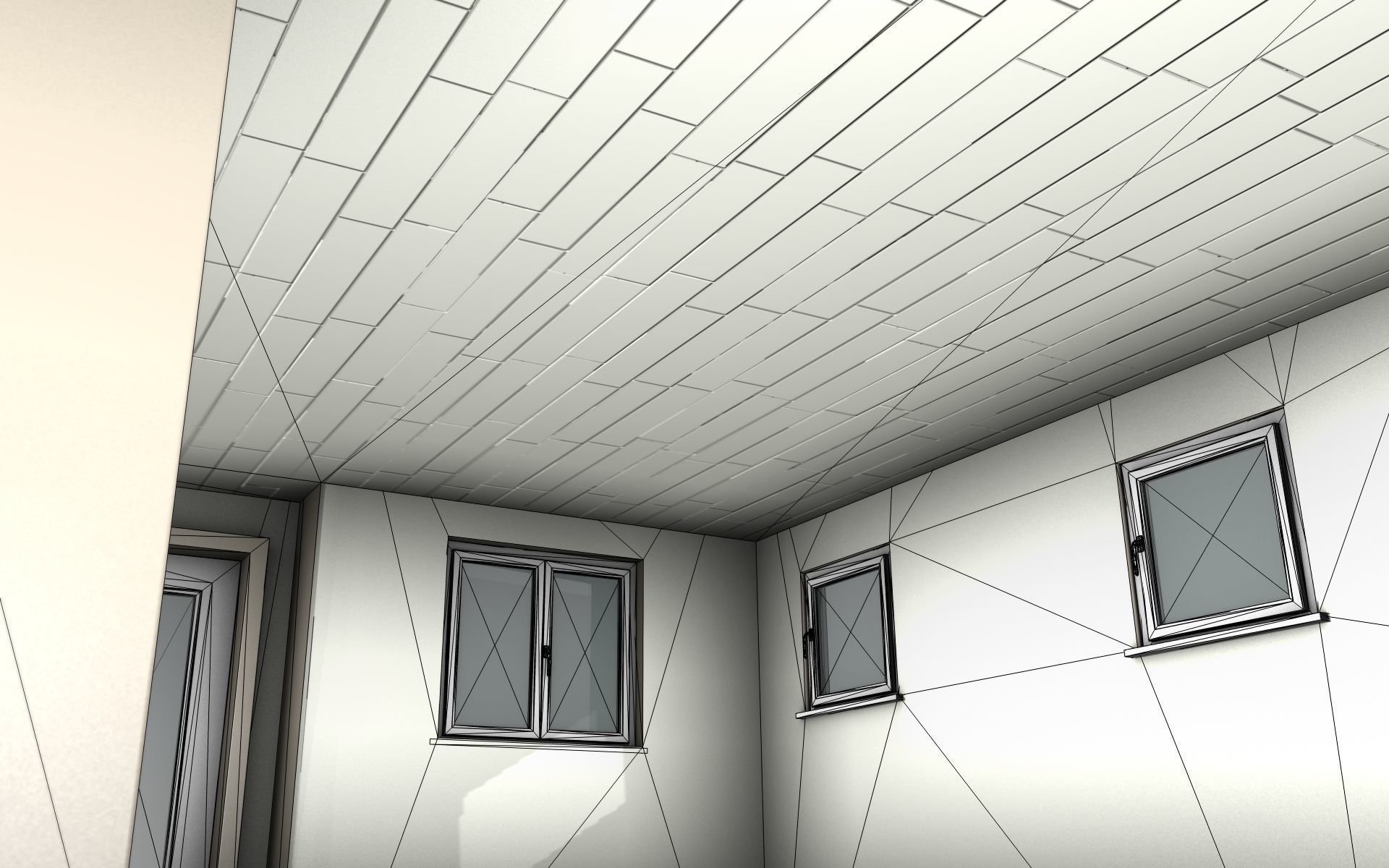 City House -16- Double-House - Roof black - Wall brown Low-poly 3D model_26