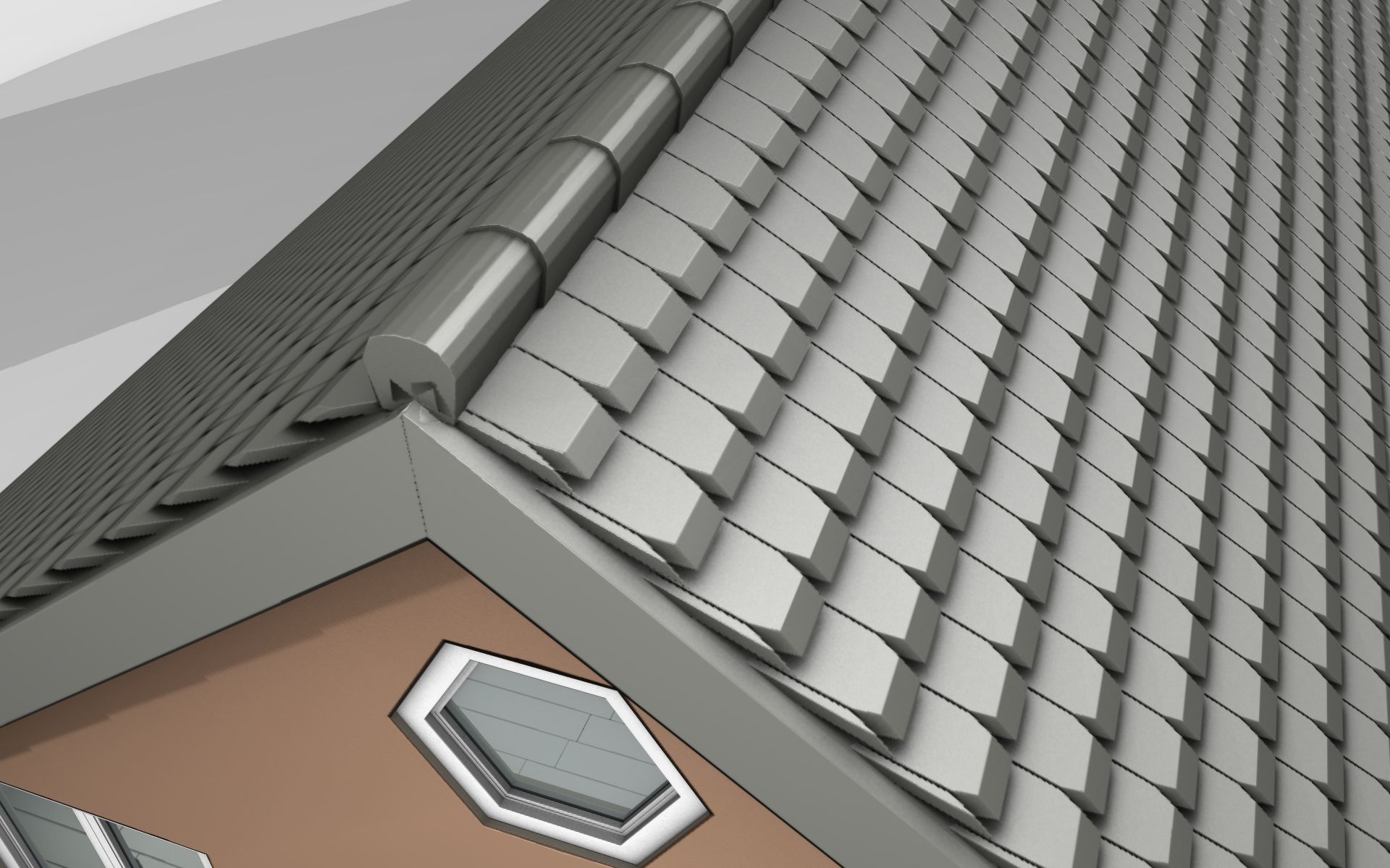 City House -16- Double-House - Roof black - Wall brown Low-poly 3D model_36