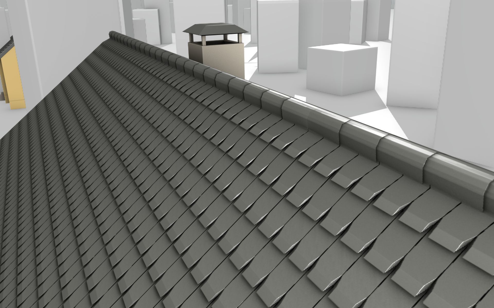 City House -16- Double-House - Roof black - Wall brown Low-poly 3D model_44