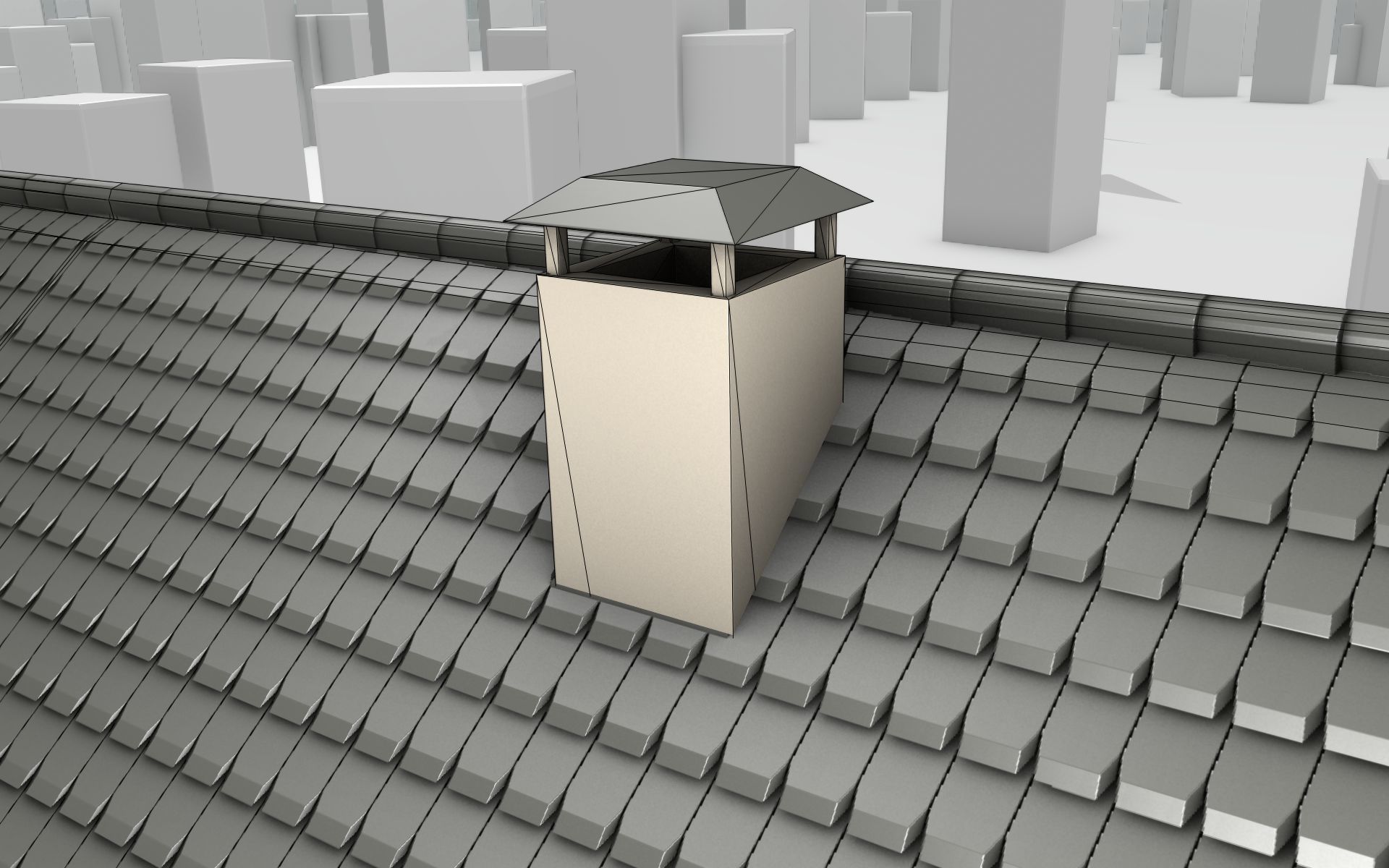 City House -16- Double-House - Roof black - Wall brown Low-poly 3D model_18