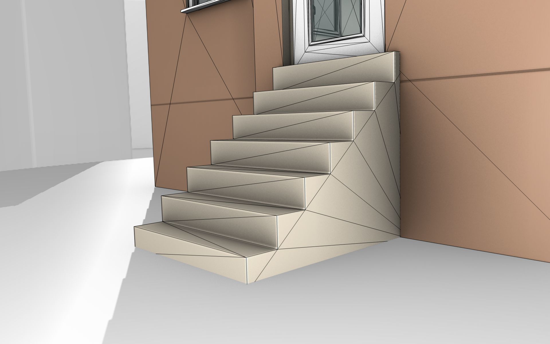 City House -16- Double-House - Roof black - Wall brown Low-poly 3D model_22