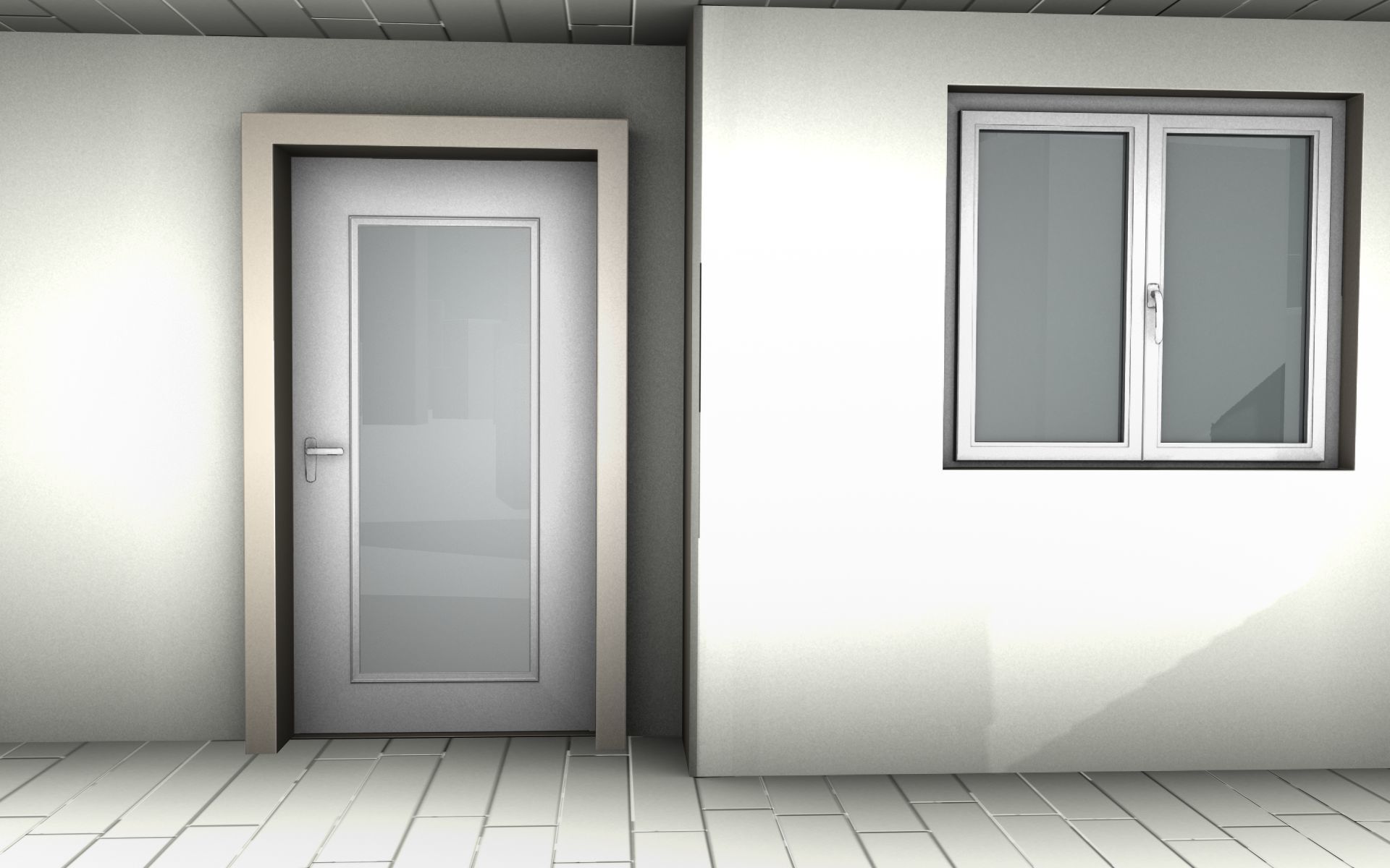 City House -16- Half-Double-House - Roof black - Wall yellow Low-poly 3D model_31