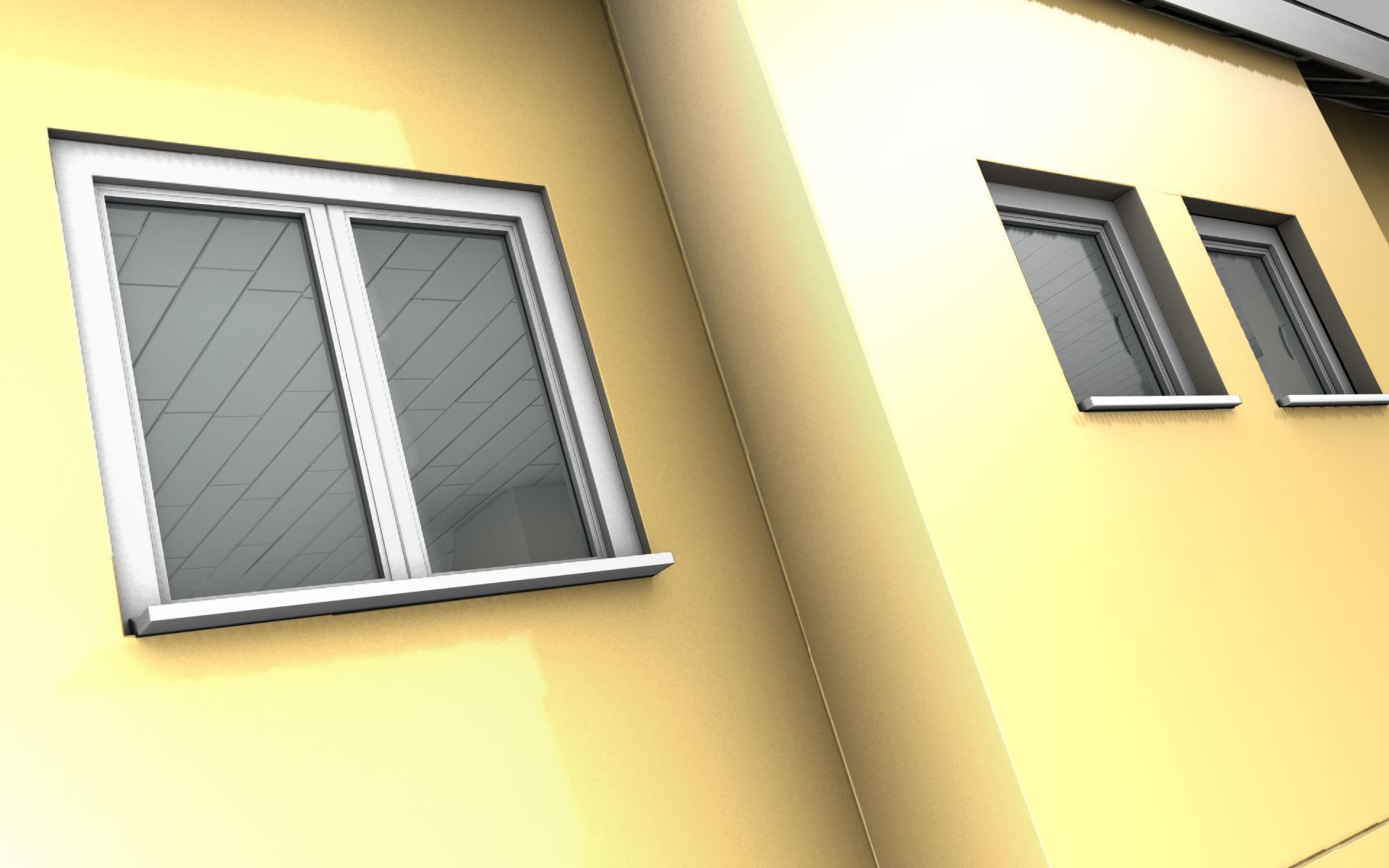 City House -16- Half-Double-House - Roof black - Wall yellow Low-poly 3D model_39