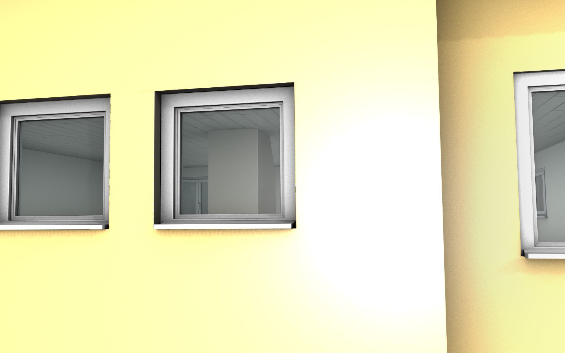 City House -16- Half-Double-House - Roof black - Wall yellow Low-poly 3D model_40