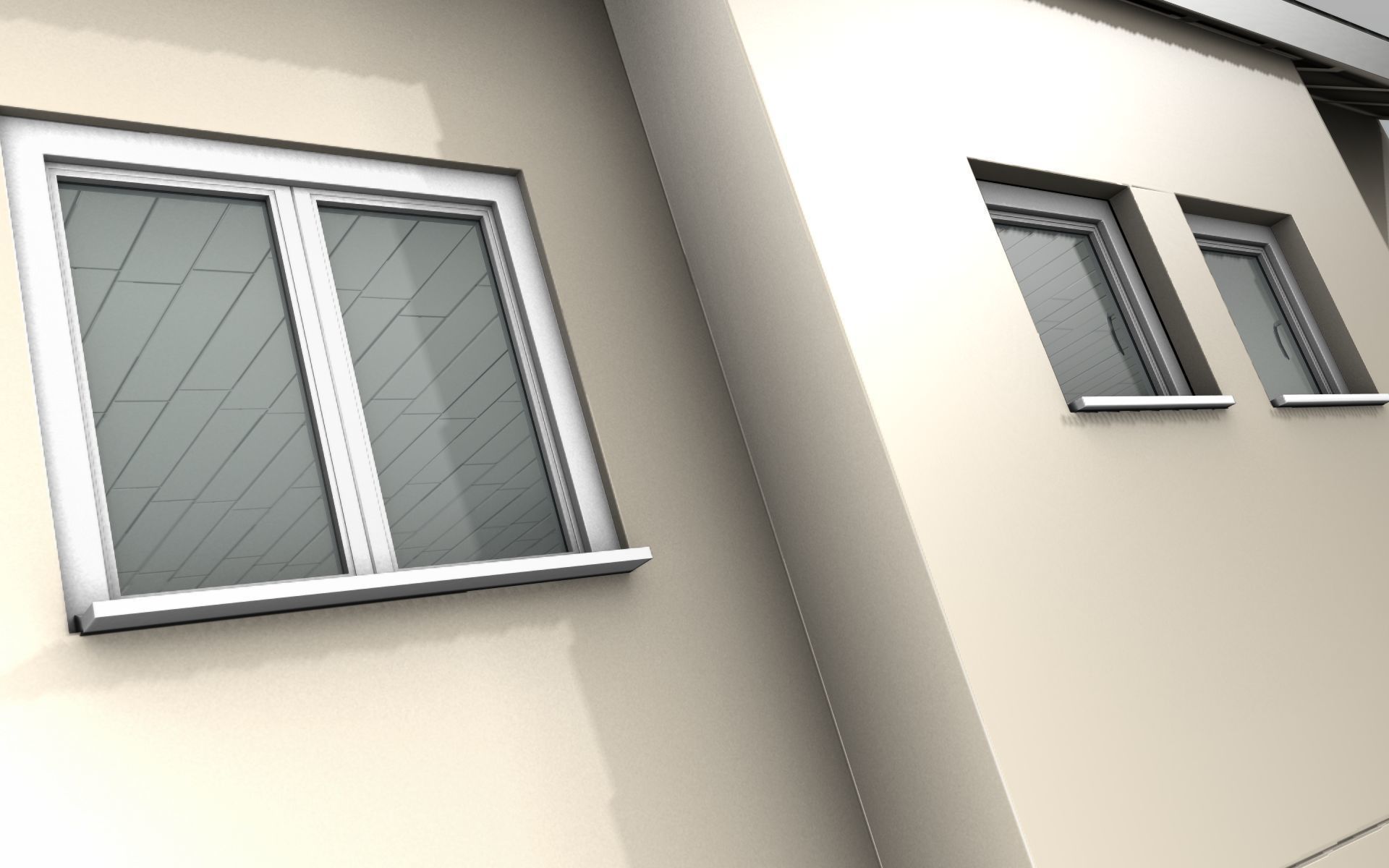 City House -15- Half-Double-House - Roof black - Wall skinyellow Low-poly 3D model_37