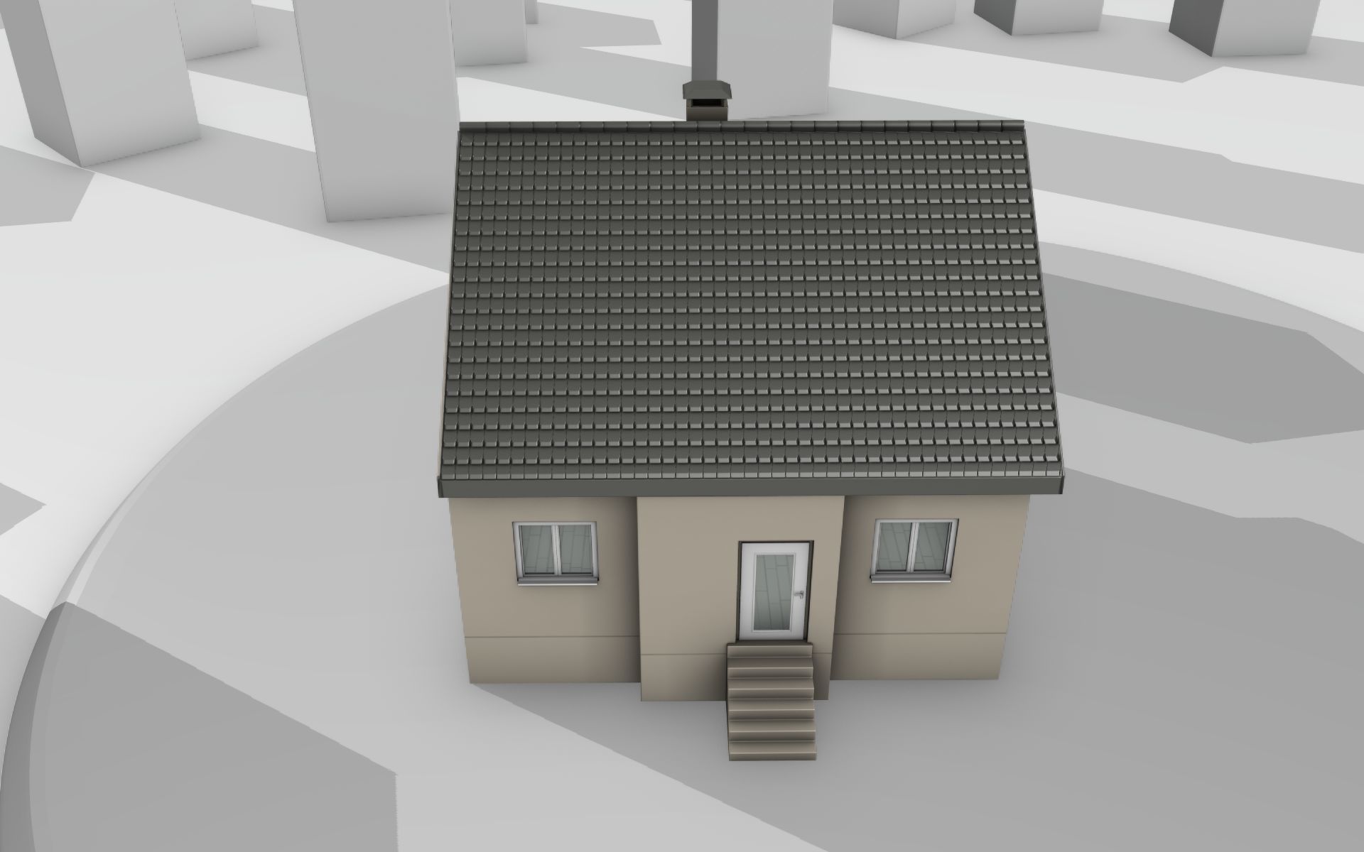 City House -15- Half-Double-House - Roof black - Wall skinyellow Low-poly 3D model_5