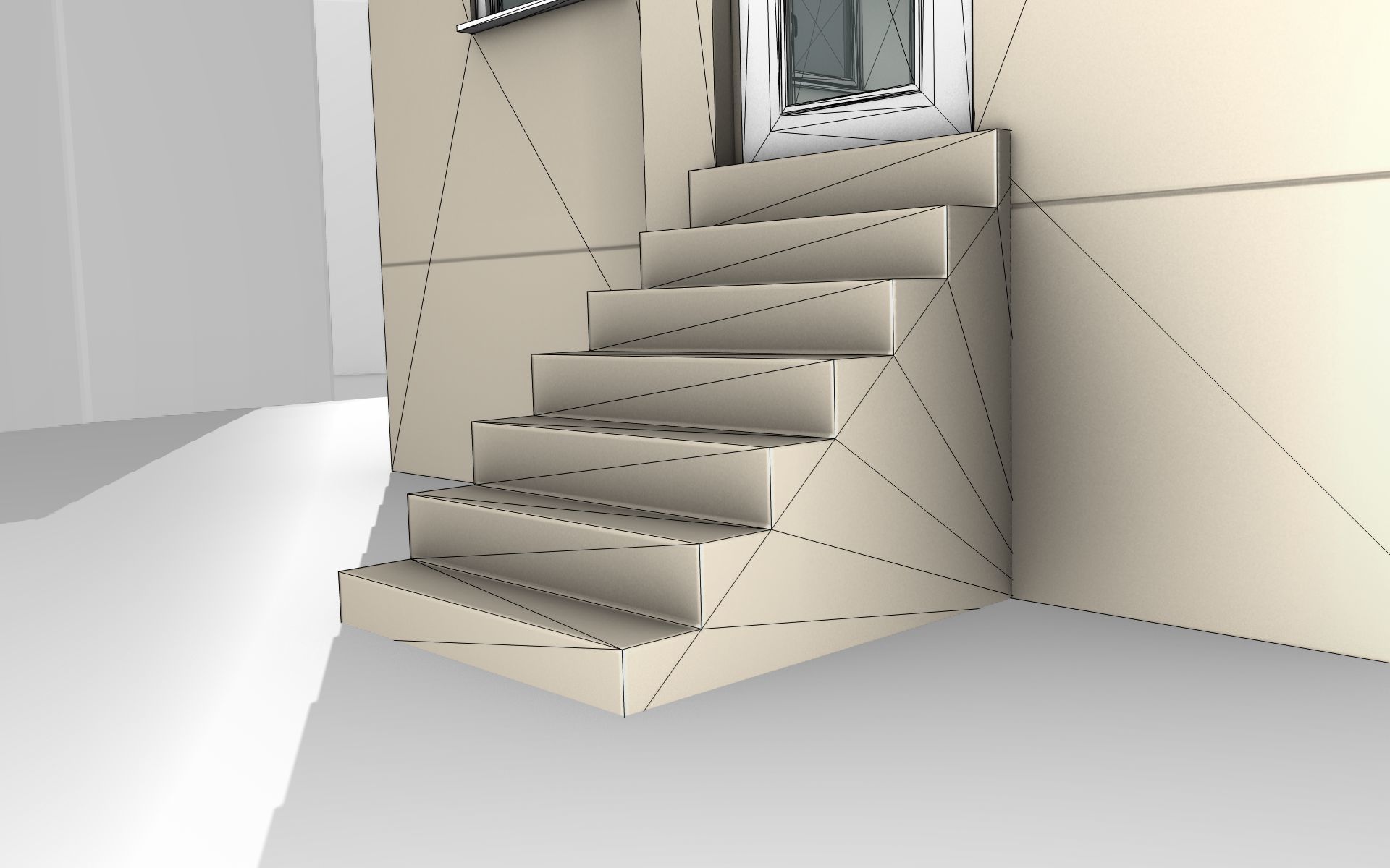 City House -14- Double-House - Roof black - Wall skinyellow Low-poly 3D model_22