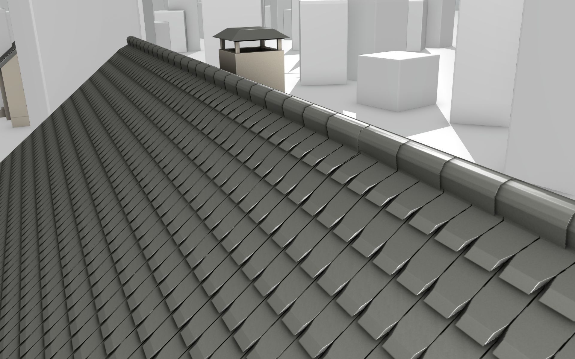 City House -14- Double-House - Roof black - Wall skinyellow Low-poly 3D model_44