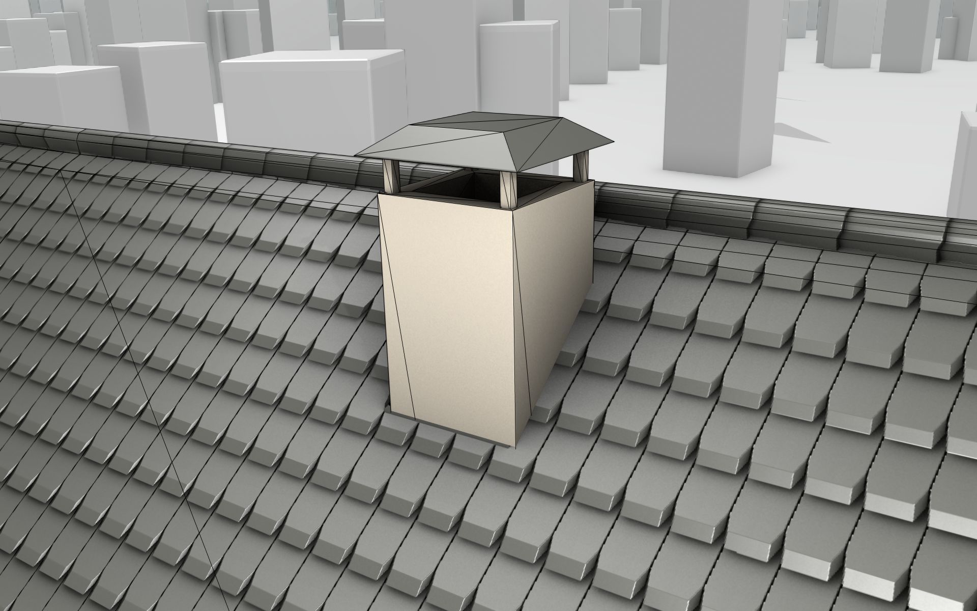 City House -14- Double-House - Roof black - Wall skinyellow Low-poly 3D model_18