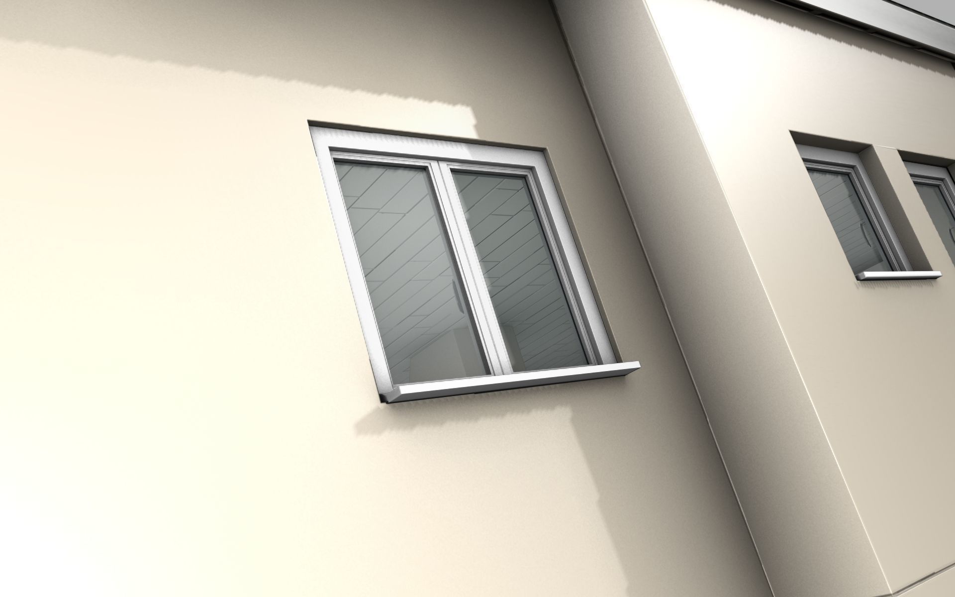 City House -14- Double-House - Roof black - Wall skinyellow Low-poly 3D model_39