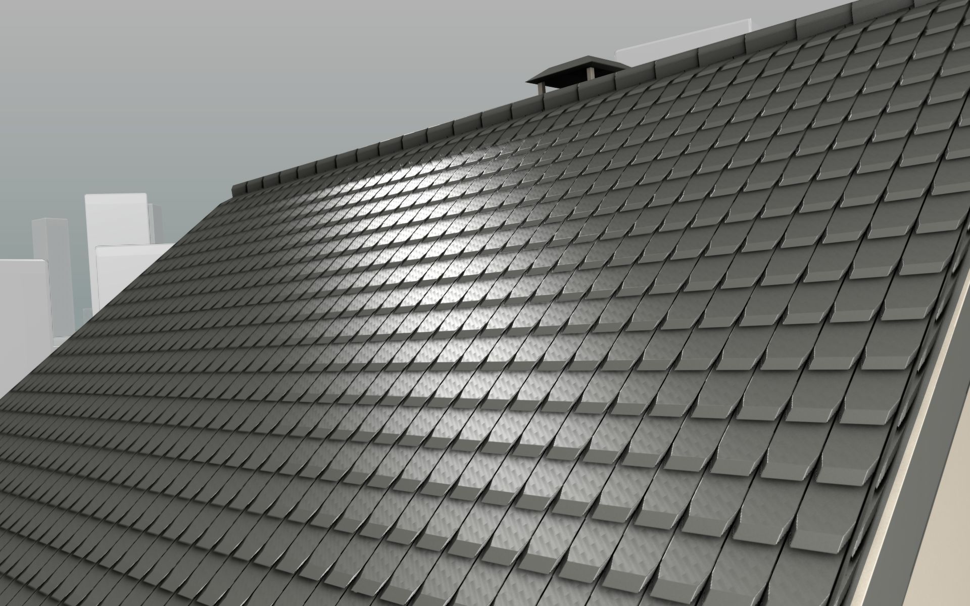 City House -13- Half-Double-House - Roof black - Wall skinyellow Low-poly 3D model_38