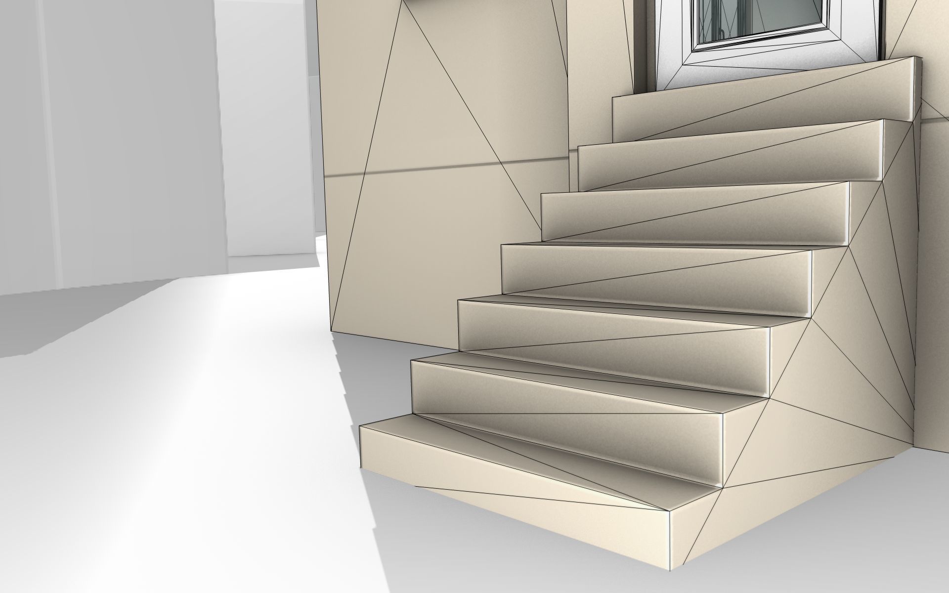 City House -13- Half-Double-House - Roof black - Wall skinyellow Low-poly 3D model_22