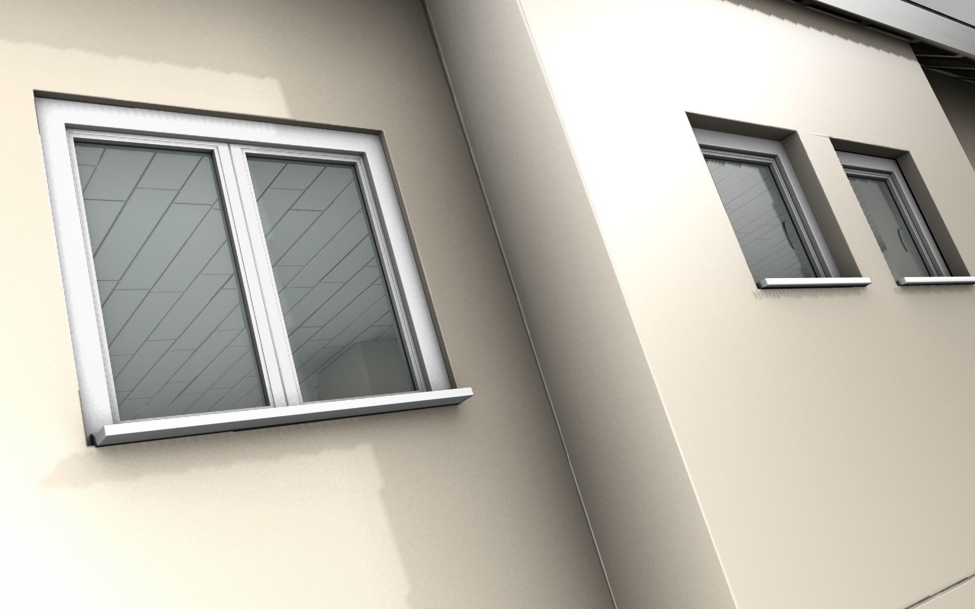 City House -13- Half-Double-House - Roof black - Wall skinyellow Low-poly 3D model_39