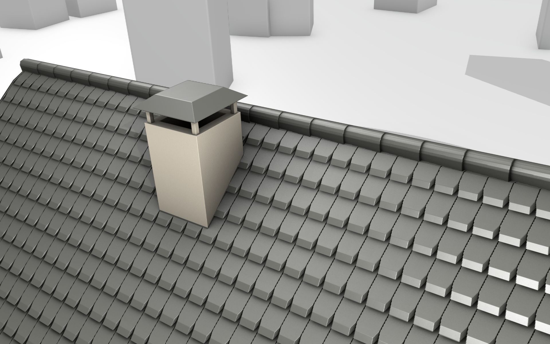 City House -13- Half-Double-House - Roof black - Wall skinyellow Low-poly 3D model_43