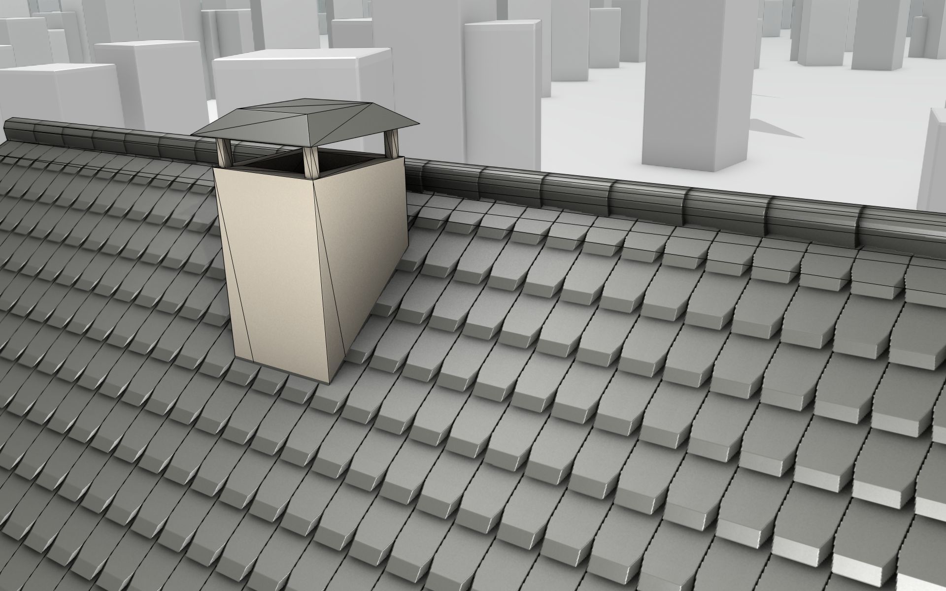 City House -13- Half-Double-House - Roof black - Wall skinyellow Low-poly 3D model_18