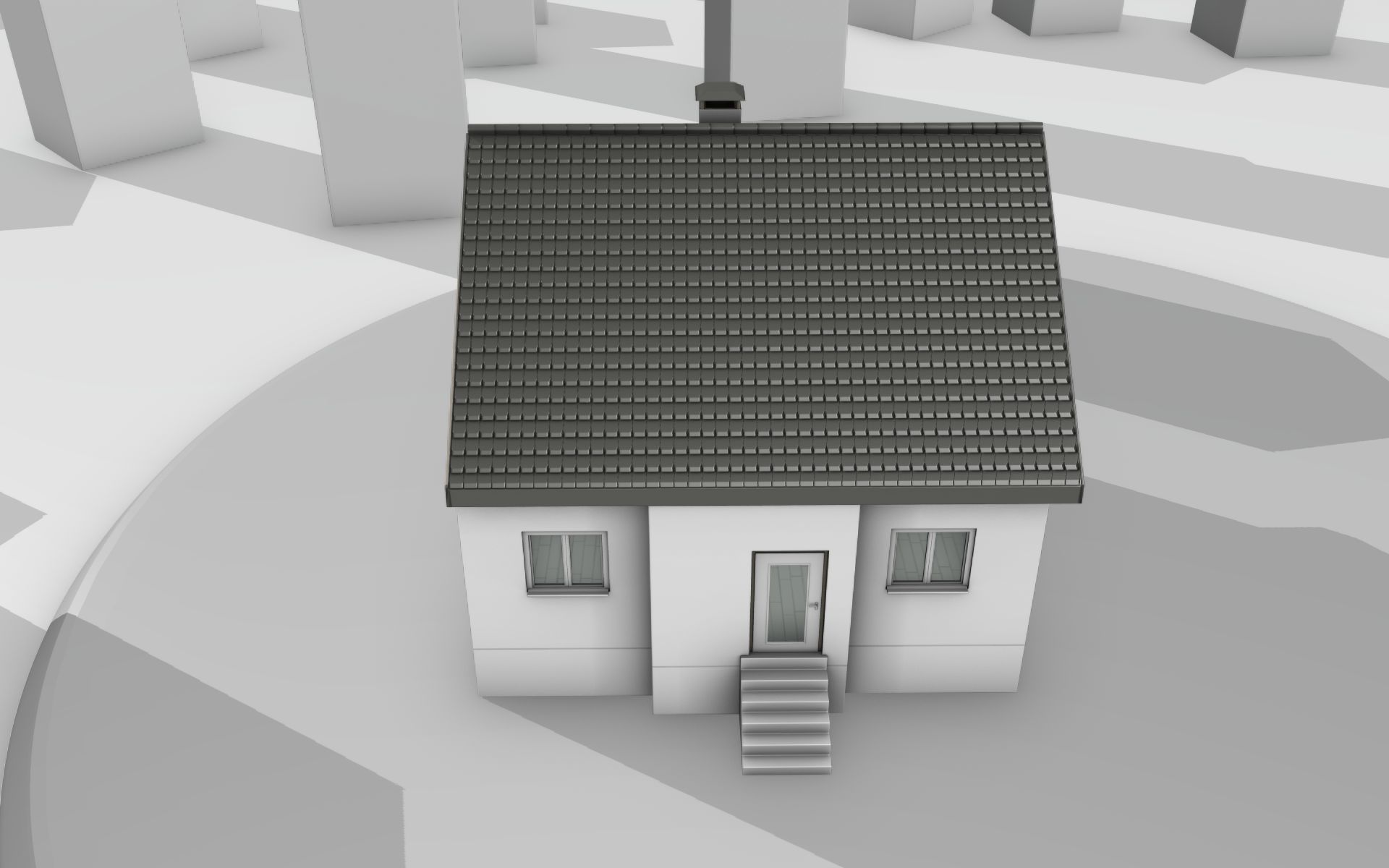 City House -12- Half-Double-House - Roof black - Wall white Low-poly 3D model_5