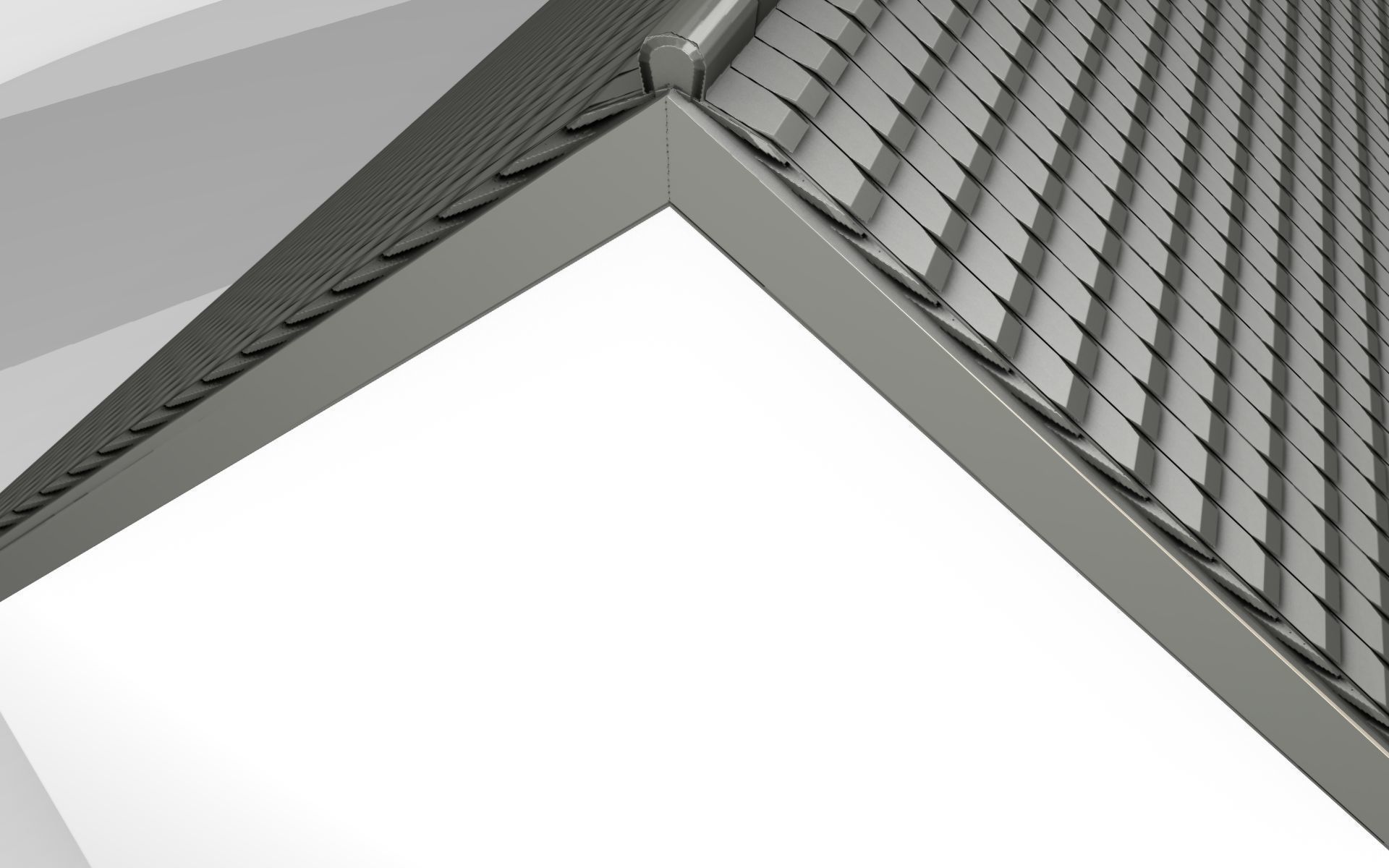 City House -12- Half-Double-House - Roof black - Wall white Low-poly 3D model_37