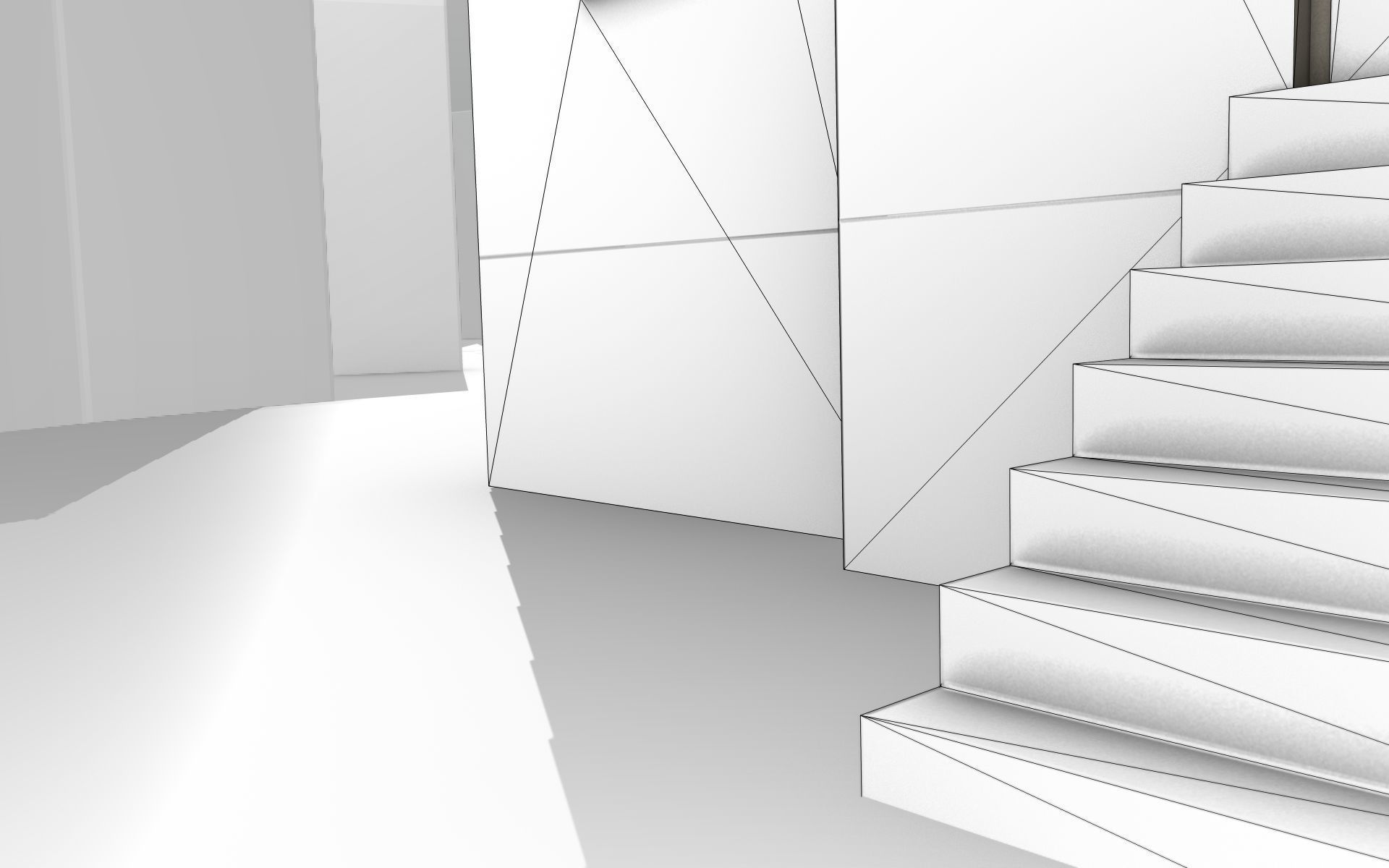 City House -12- Half-Double-House - Roof black - Wall white Low-poly 3D model_23