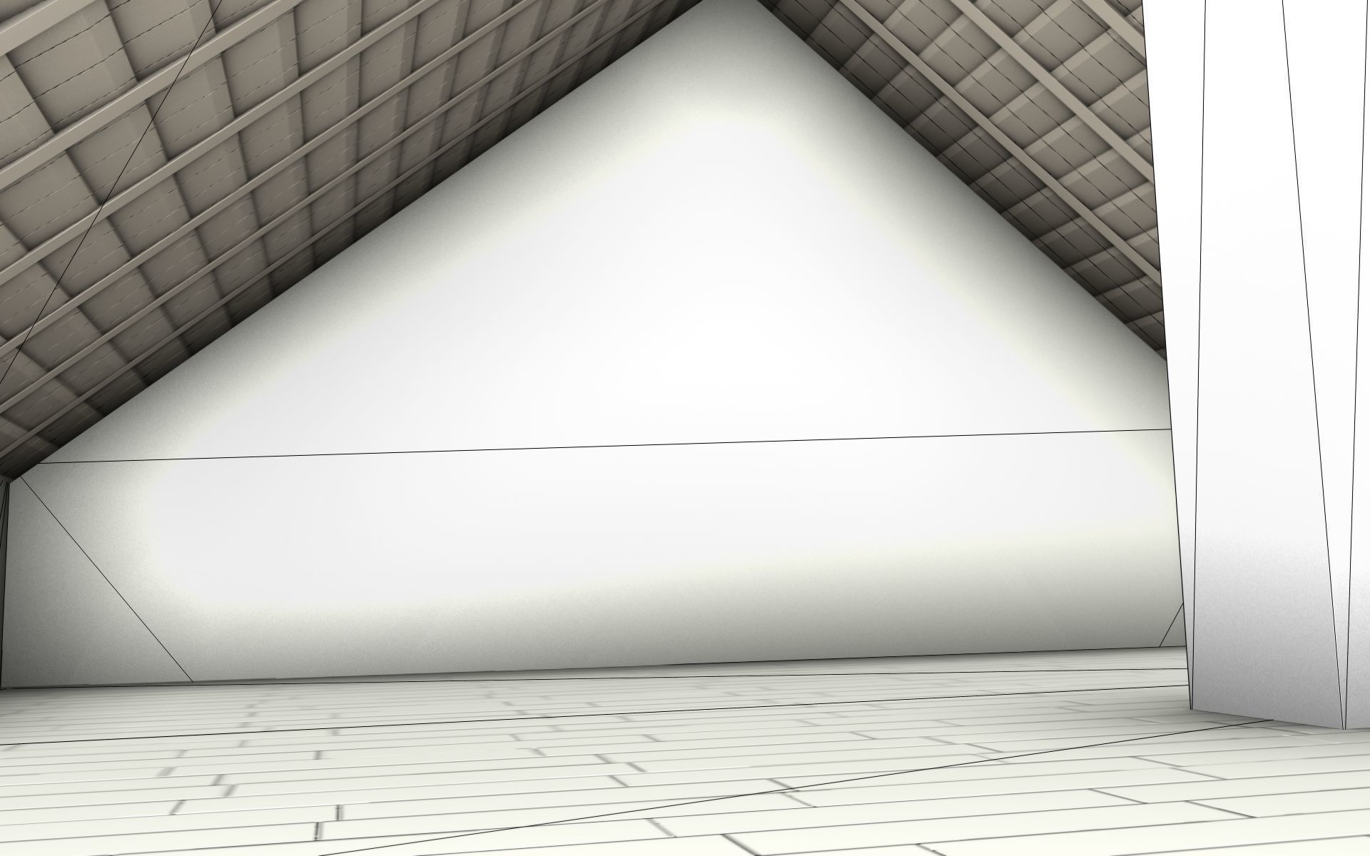 City House -12- Half-Double-House - Roof black - Wall white Low-poly 3D model_24