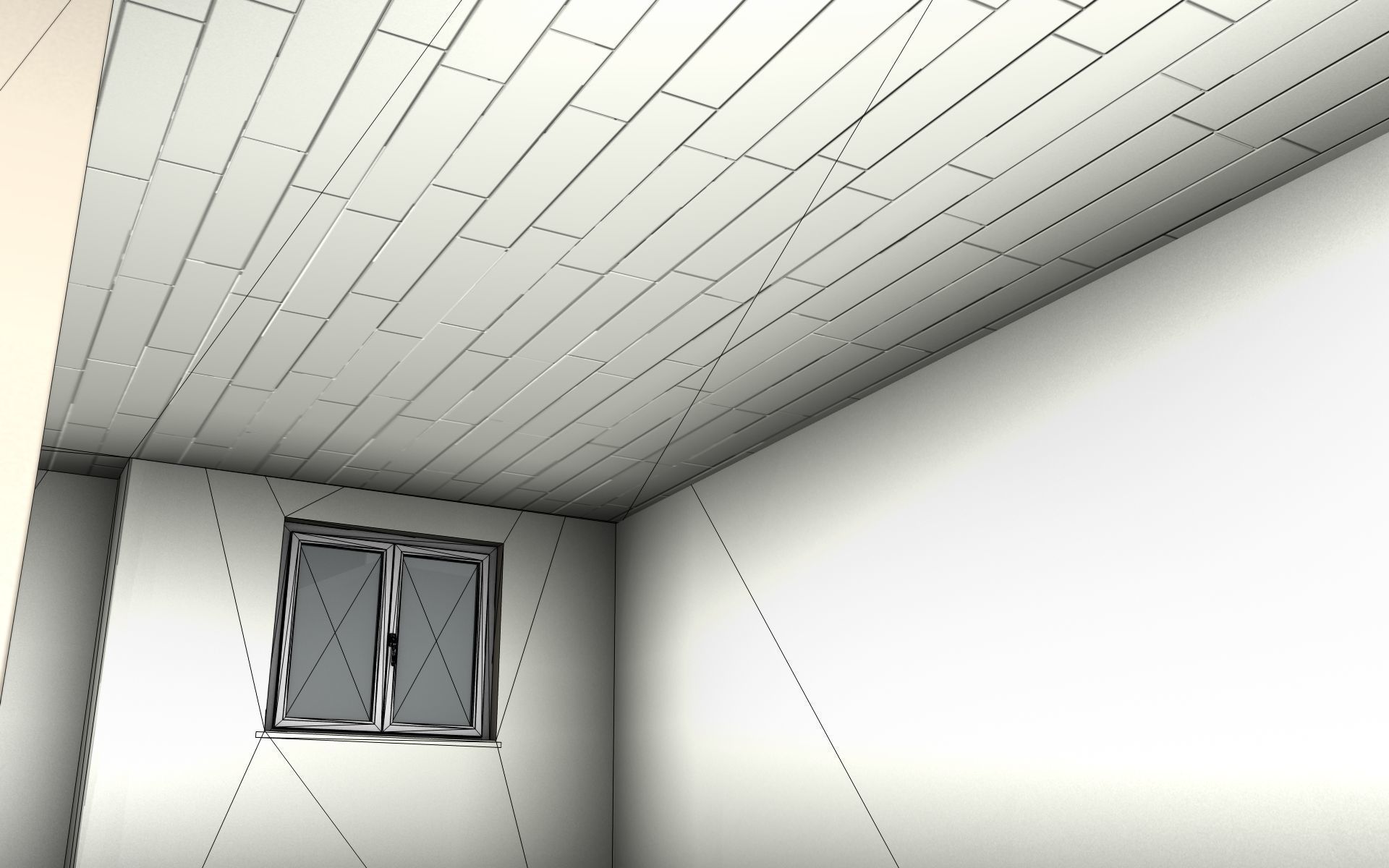 City House -12- Half-Double-House - Roof black - Wall white Low-poly 3D model_27