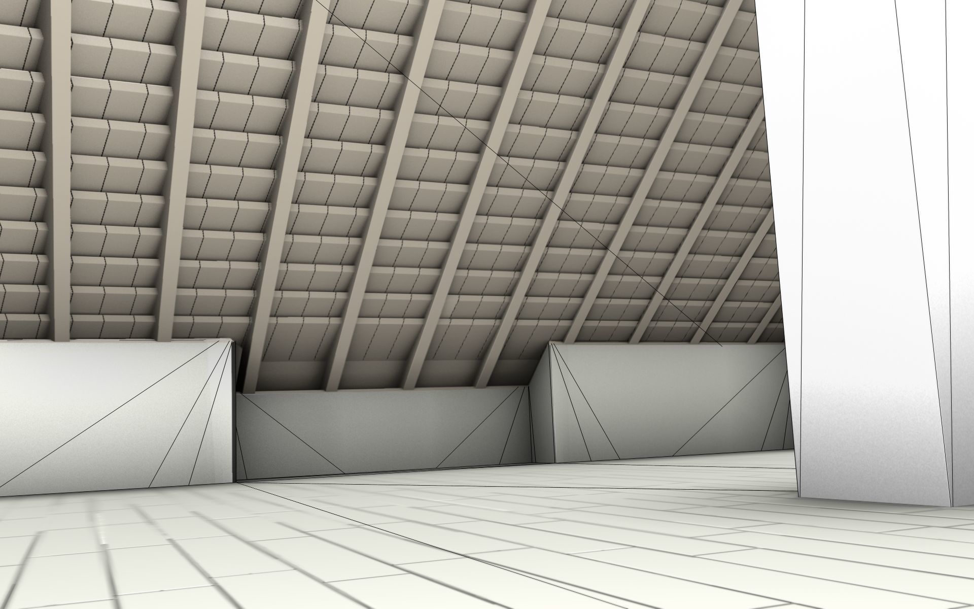 City House -12- Half-Double-House - Roof black - Wall white Low-poly 3D model_25