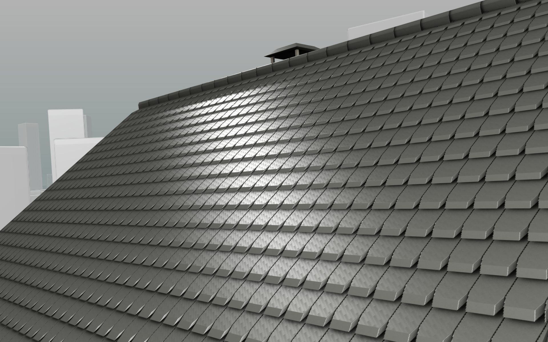 City House -12- Half-Double-House - Roof black - Wall white Low-poly 3D model_39