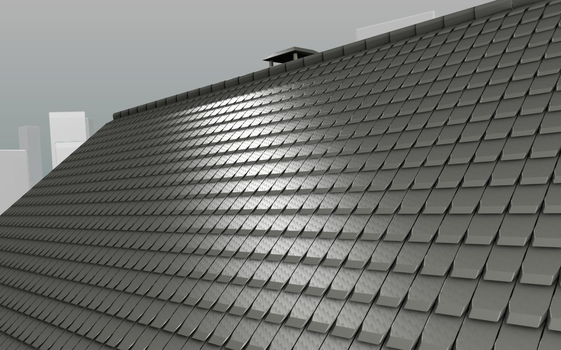 City House -11- Double-House - Roof black - Wall dark white Low-poly 3D model_38