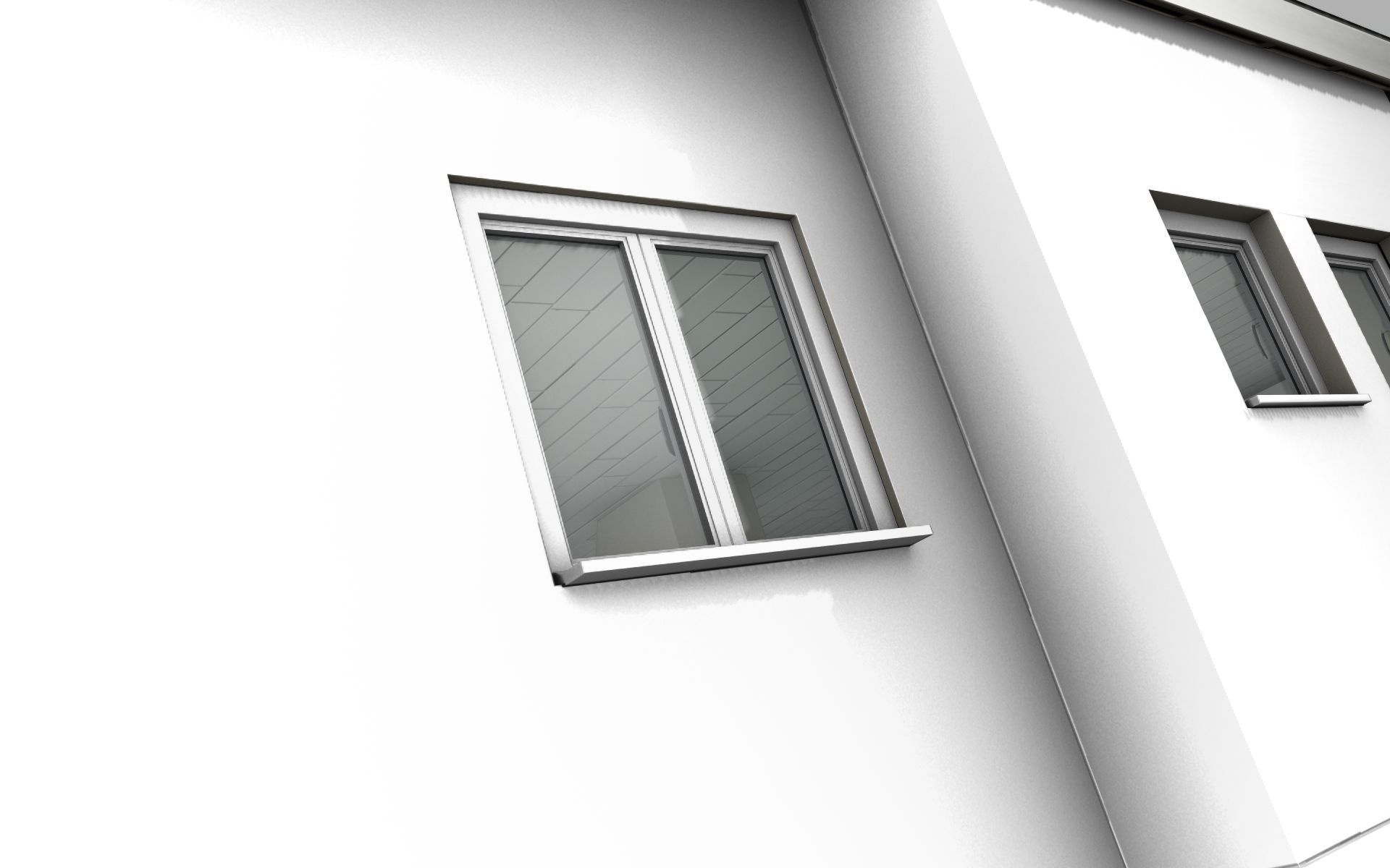 City House -11- Double-House - Roof black - Wall dark white Low-poly 3D model_39