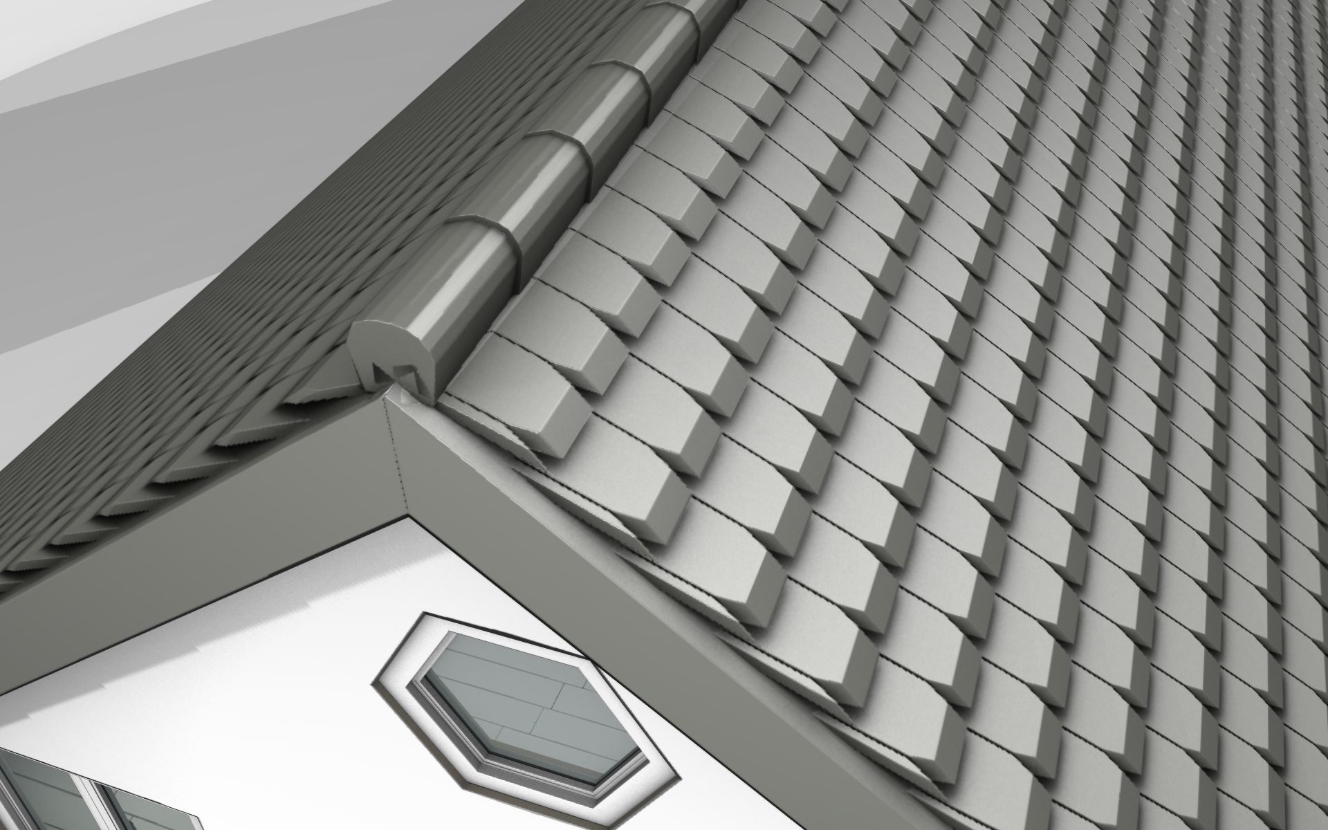 City House -11- Double-House - Roof black - Wall dark white Low-poly 3D model_36