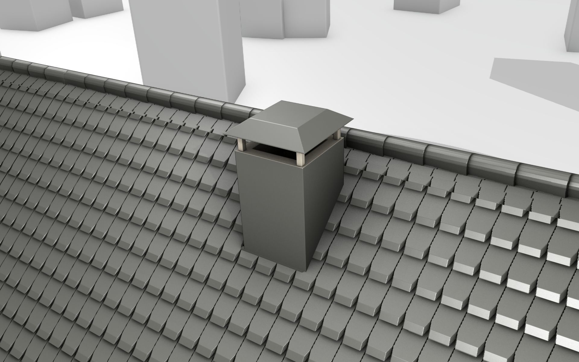 City House -11- Double-House - Roof black - Wall dark white Low-poly 3D model_43