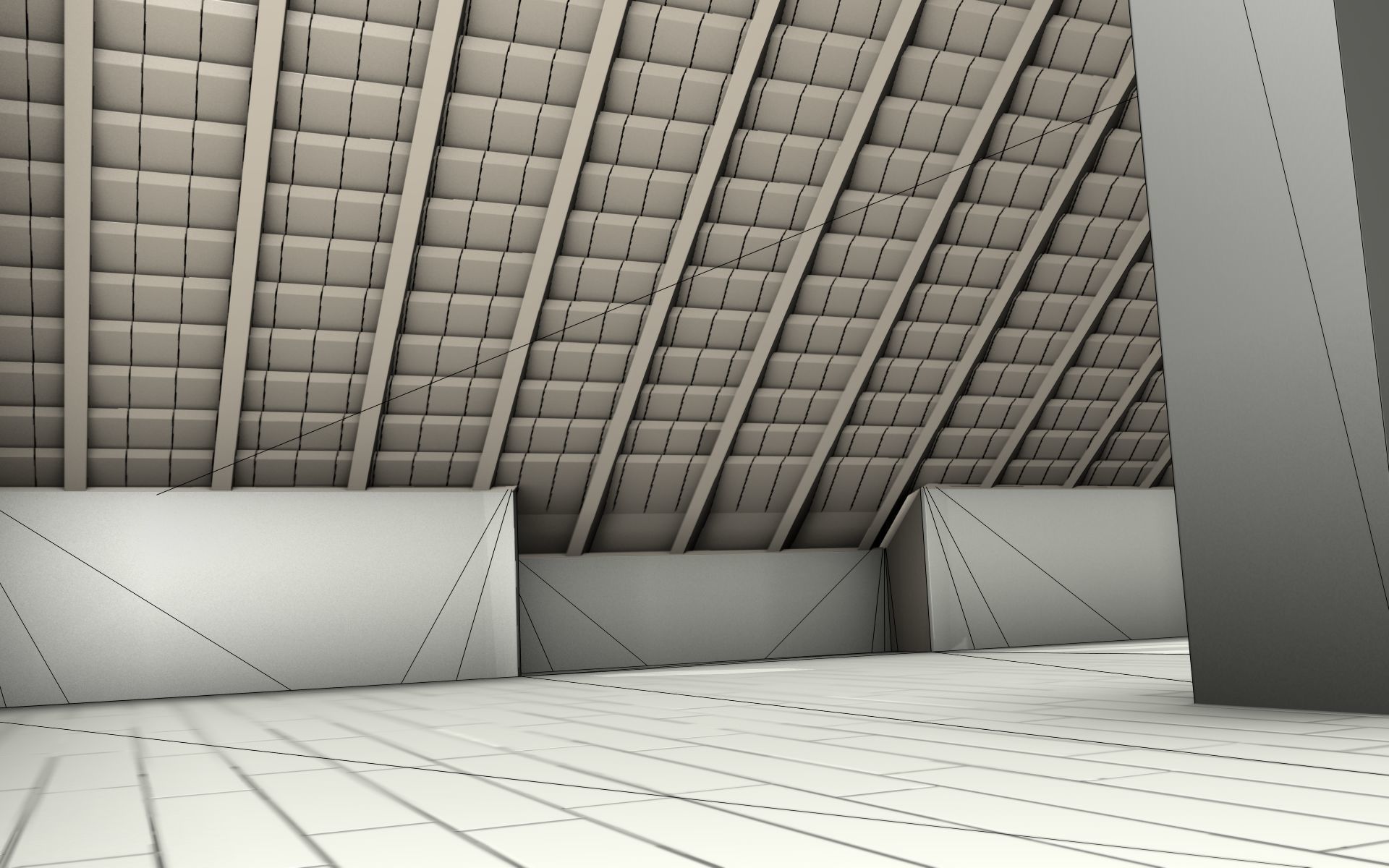 City House -11- Double-House - Roof black - Wall dark white Low-poly 3D model_24