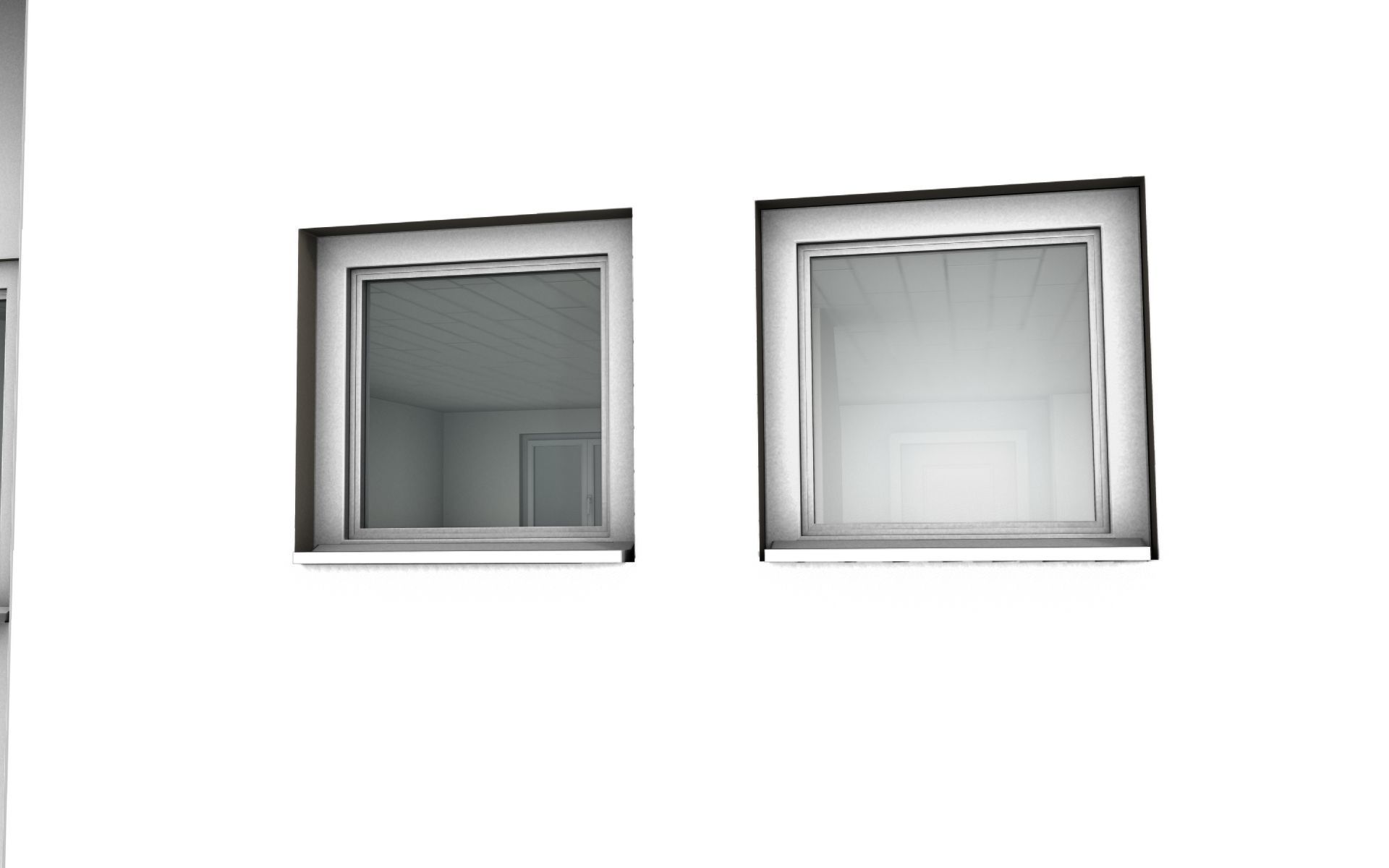 City House -11- Double-House - Roof black - Wall dark white Low-poly 3D model_40