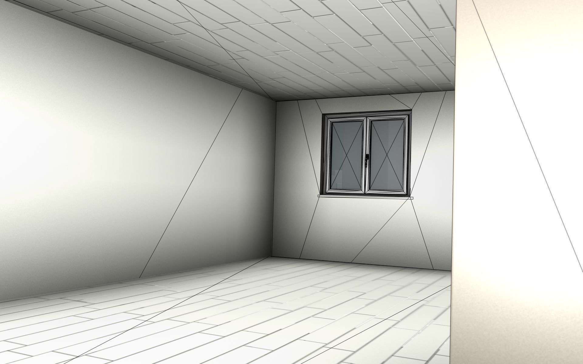 City House -11- Double-House - Roof black - Wall dark white Low-poly 3D model_27