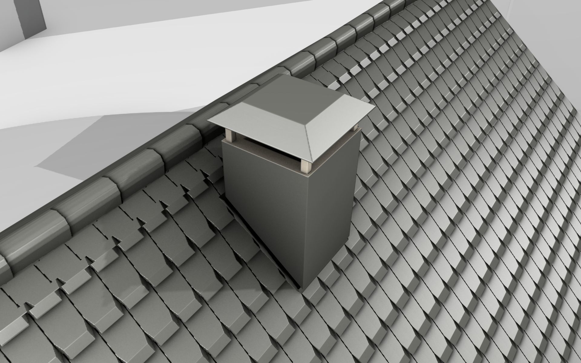 City House -11- Double-House - Roof black - Wall dark white Low-poly 3D model_6