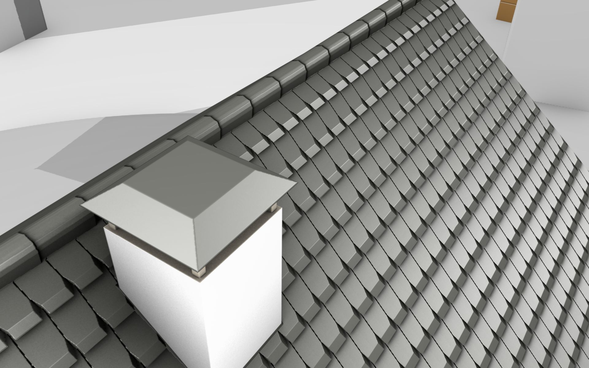 City House -10- Half-Double-House - Roof black - Wall white Low-poly 3D model_2