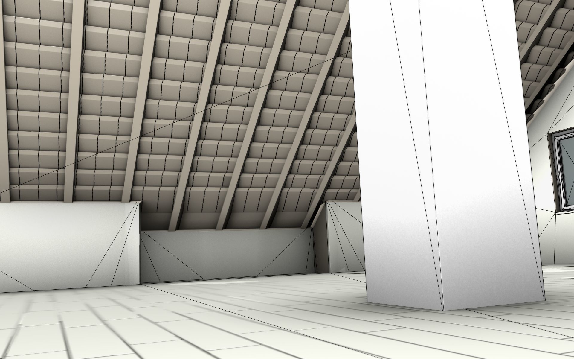 City House -10- Half-Double-House - Roof black - Wall white Low-poly 3D model_25